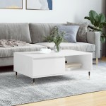 vidaXL Masă de cafea, alb extralucios, 90x60x35 cm, lemn compozit vidaXL Masă de cafea, alb extralucios, 90x60x35 cm, lemn compozit