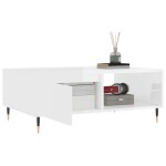 vidaXL Masă de cafea, alb extralucios, 90x60x35 cm, lemn compozit vidaXL Masă de cafea, alb extralucios, 90x60x35 cm, lemn compozit