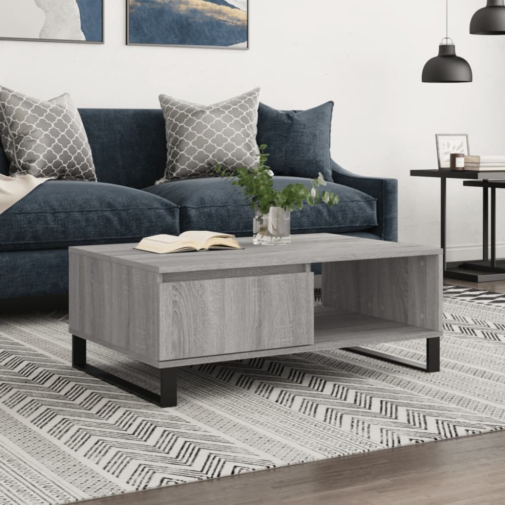 vidaXL Masă de cafea, gri sonoma, 90x60x35 cm, lemn compozit