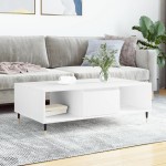 vidaXL Masă de cafea, alb, 104x60x35 cm, lemn compozit vidaXL Masă de cafea, alb, 104x60x35 cm, lemn compozit