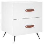 vidaXL Noptiere, 2 buc., alb, 40x35x47,5 cm, lemn compozit