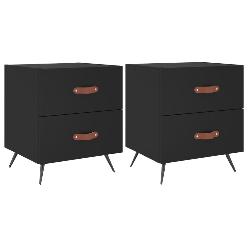 vidaXL Noptiere, 2 buc., negru, 40x35x47,5 cm, lemn compozit