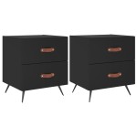 vidaXL Noptiere, 2 buc., negru, 40x35x47,5 cm, lemn compozit vidaXL Noptiere, 2 buc., negru, 40x35x47,5 cm, lemn compozit