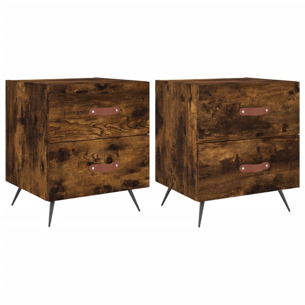 vidaXL Noptiere, 2 buc., stejar fumuriu, 40x35x47,5 cm, lemn compozit
