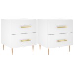 vidaXL Noptiere, 2 buc., alb, 40x35x47,5 cm, lemn compozit