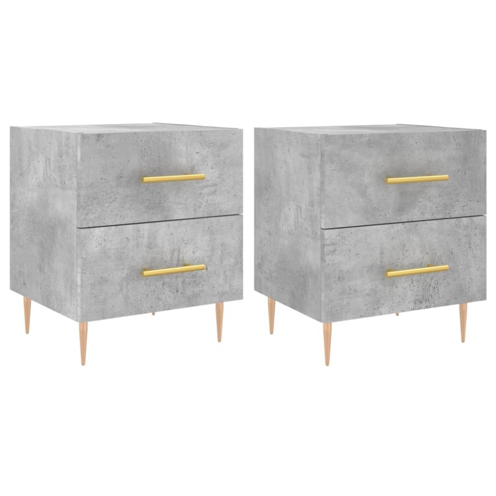 vidaXL Noptiere, 2 buc., gri beton, 40x35x47,5 cm, lemn compozit