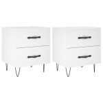 vidaXL Noptiere, 2 buc., alb, 40x35x47,5 cm, lemn compozit