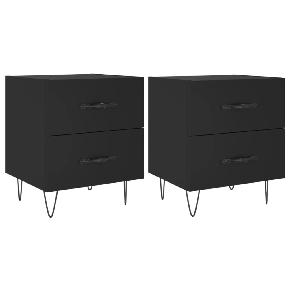 vidaXL Noptiere, 2 buc., negru, 40x35x47,5 cm, lemn compozit