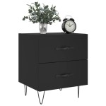 vidaXL Noptiere, 2 buc., negru, 40x35x47,5 cm, lemn compozit vidaXL Noptiere, 2 buc., negru, 40x35x47,5 cm, lemn compozit