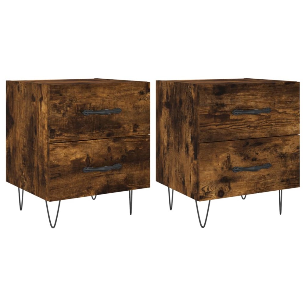 vidaXL Noptiere, 2 buc., stejar fumuriu, 40x35x47,5 cm, lemn compozit