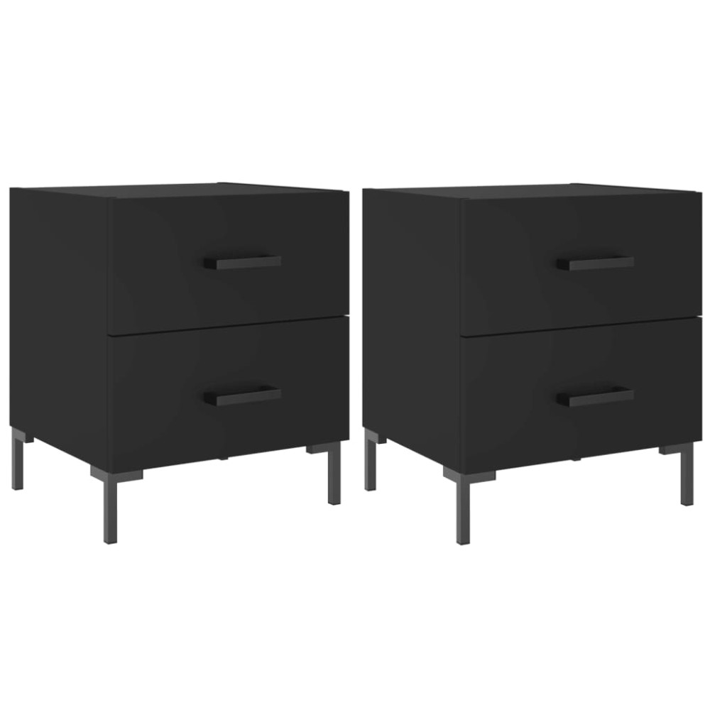 vidaXL Noptiere, 2 buc., negru, 40x35x47,5 cm, lemn compozit