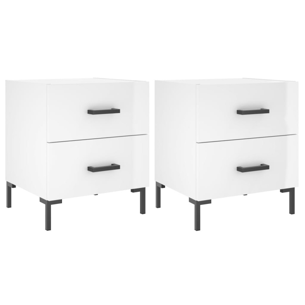 vidaXL Noptiere, 2 buc., alb extralucios, 40x35x47,5 cm, lemn compozit
