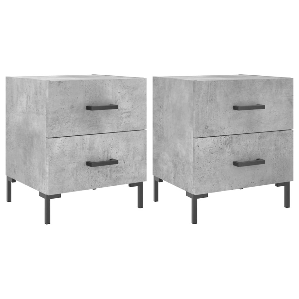 vidaXL Noptiere, 2 buc., gri beton, 40x35x47,5 cm, lemn compozit