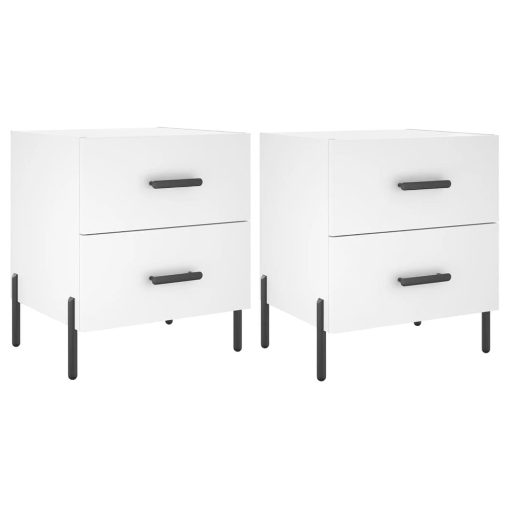 vidaXL Noptiere, 2 buc., alb, 40x35x47,5 cm, lemn compozit
