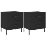 vidaXL Noptiere, 2 buc., negru, 40x35x47,5 cm, lemn compozit vidaXL Noptiere, 2 buc., negru, 40x35x47,5 cm, lemn compozit