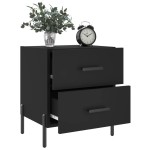 vidaXL Noptiere, 2 buc., negru, 40x35x47,5 cm, lemn compozit vidaXL Noptiere, 2 buc., negru, 40x35x47,5 cm, lemn compozit