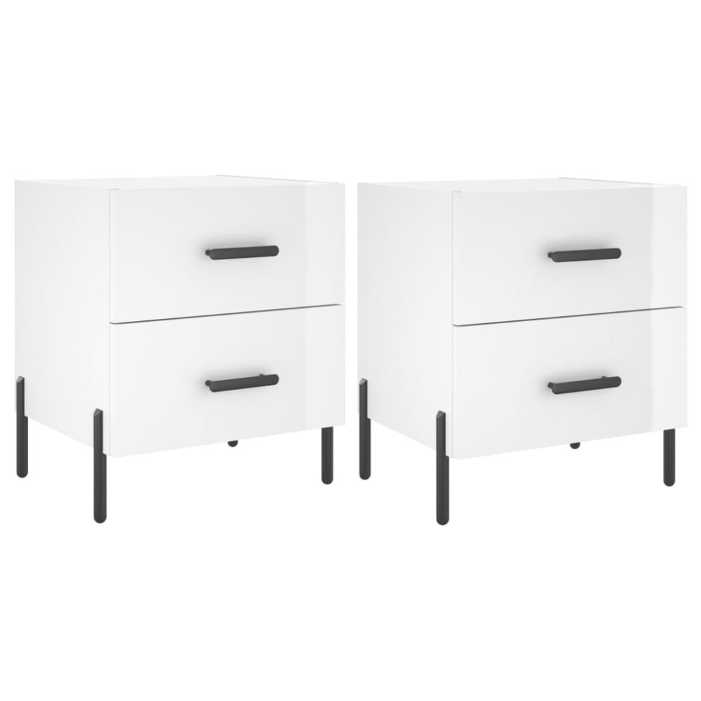 vidaXL Noptiere, 2 buc., alb extralucios, 40x35x47,5 cm, lemn compozit