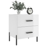 vidaXL Noptiere, 2 buc., alb extralucios, 40x35x47,5 cm, lemn compozit vidaXL Noptiere, 2 buc., alb extralucios, 40x35x47,5 cm, lemn compozit