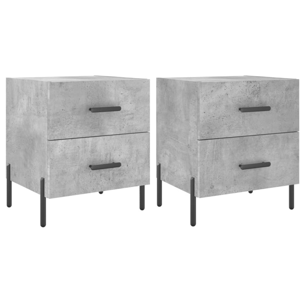 vidaXL Noptiere, 2 buc., gri beton, 40x35x47,5 cm, lemn compozit