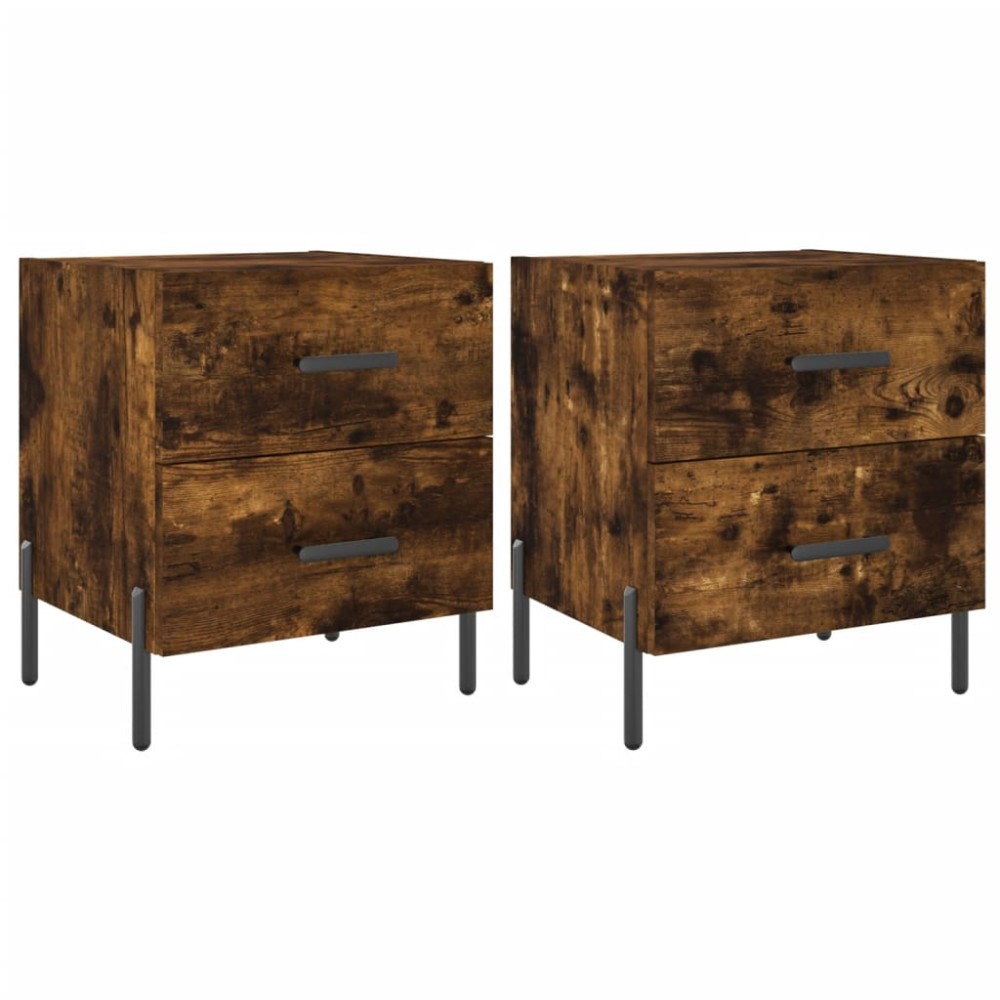 vidaXL Noptiere, 2 buc., stejar fumuriu, 40x35x47,5 cm, lemn compozit