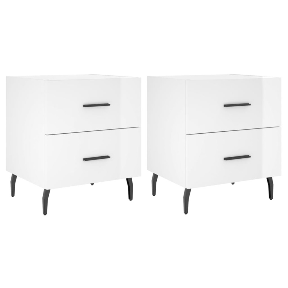 vidaXL Noptiere, 2 buc., alb extralucios, 40x35x47,5 cm, lemn compozit