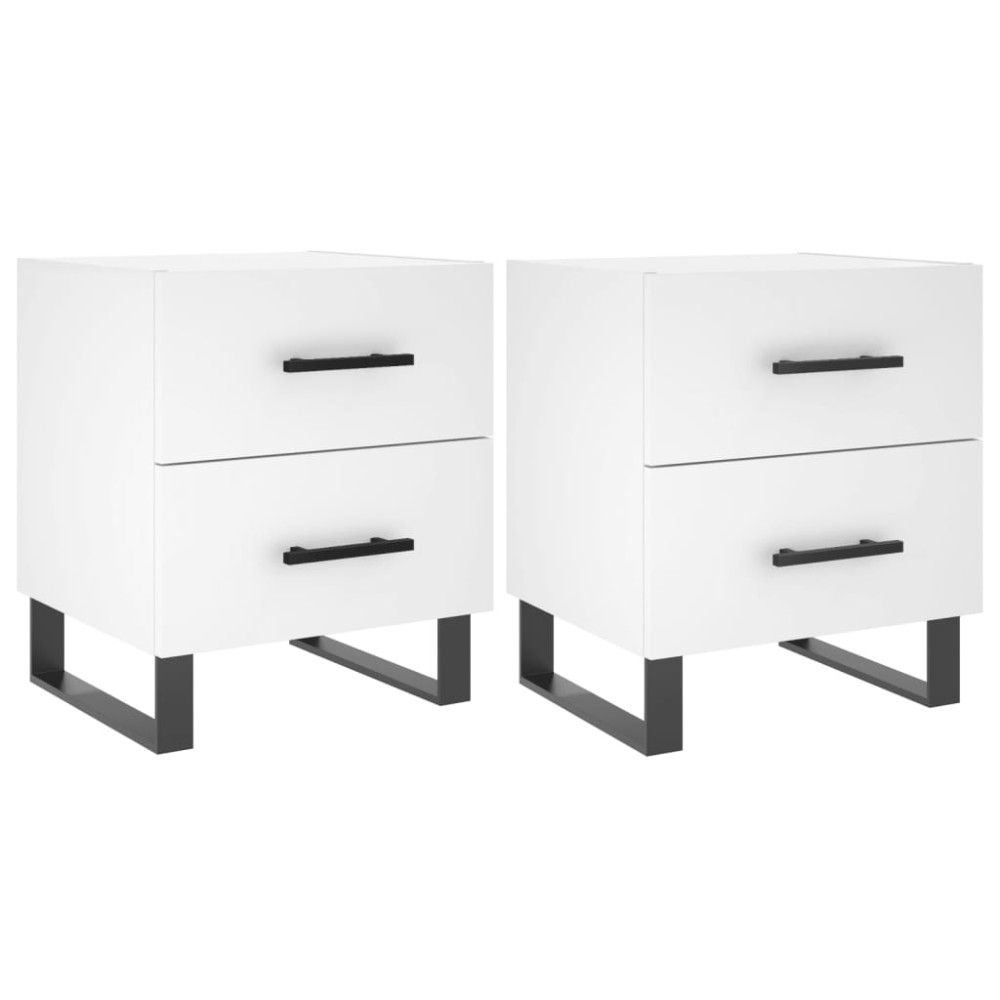 vidaXL Noptiere, 2 buc., alb, 40x35x47,5 cm, lemn compozit
