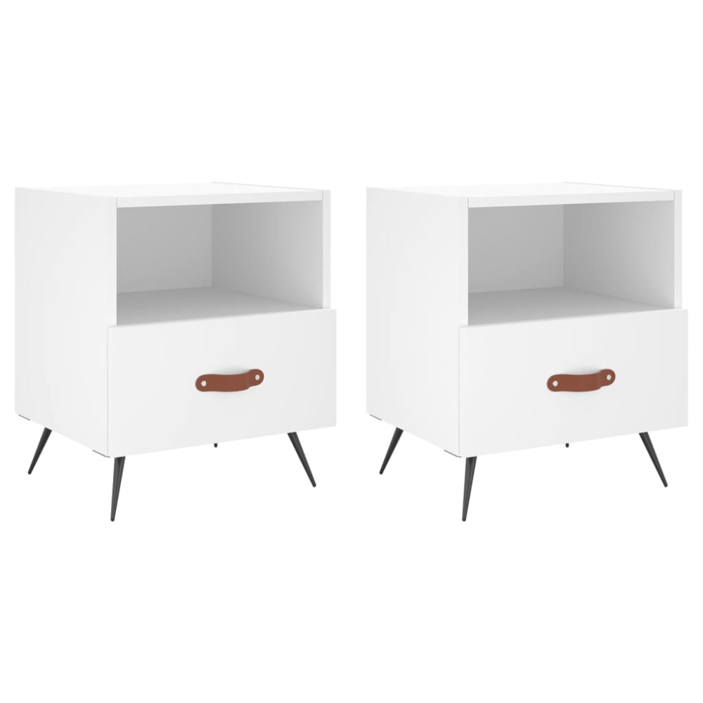 vidaXL Noptiere, 2 buc., alb, 40x35x47,5 cm, lemn compozit