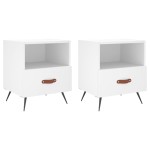 vidaXL Noptiere, 2 buc., alb, 40x35x47,5 cm, lemn compozit