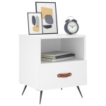 vidaXL Noptiere, 2 buc., alb, 40x35x47,5 cm, lemn compozit