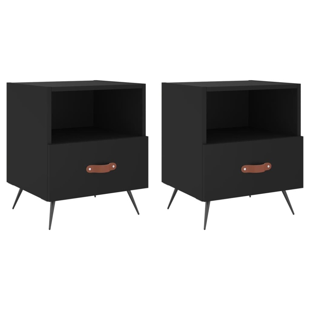 vidaXL Noptiere, 2 buc., negru, 40x35x47,5 cm, lemn compozit