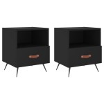 vidaXL Noptiere, 2 buc., negru, 40x35x47,5 cm, lemn compozit vidaXL Noptiere, 2 buc., negru, 40x35x47,5 cm, lemn compozit