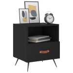 vidaXL Noptiere, 2 buc., negru, 40x35x47,5 cm, lemn compozit vidaXL Noptiere, 2 buc., negru, 40x35x47,5 cm, lemn compozit