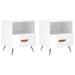 vidaXL Noptiere, 2 buc., alb extralucios, 40x35x47,5 cm, lemn compozit vidaXL Noptiere, 2 buc., alb extralucios, 40x35x47,5 cm, lemn compozit
