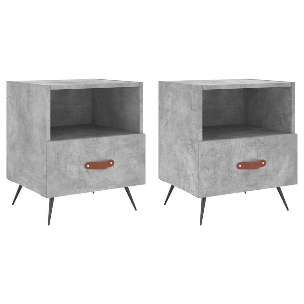 vidaXL Noptiere, 2 buc., gri beton, 40x35x47,5 cm, lemn compozit