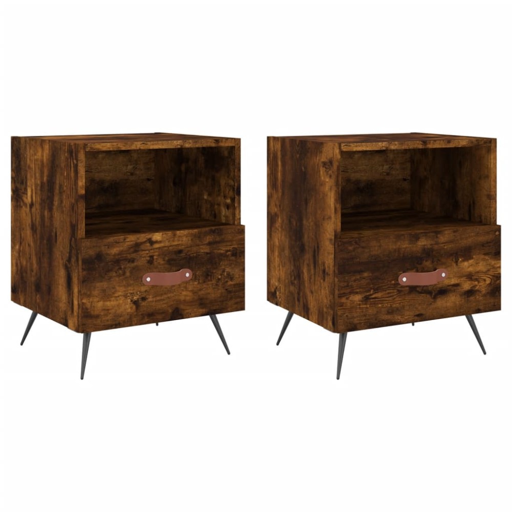 vidaXL Noptiere, 2 buc., stejar fumuriu, 40x35x47,5 cm, lemn compozit