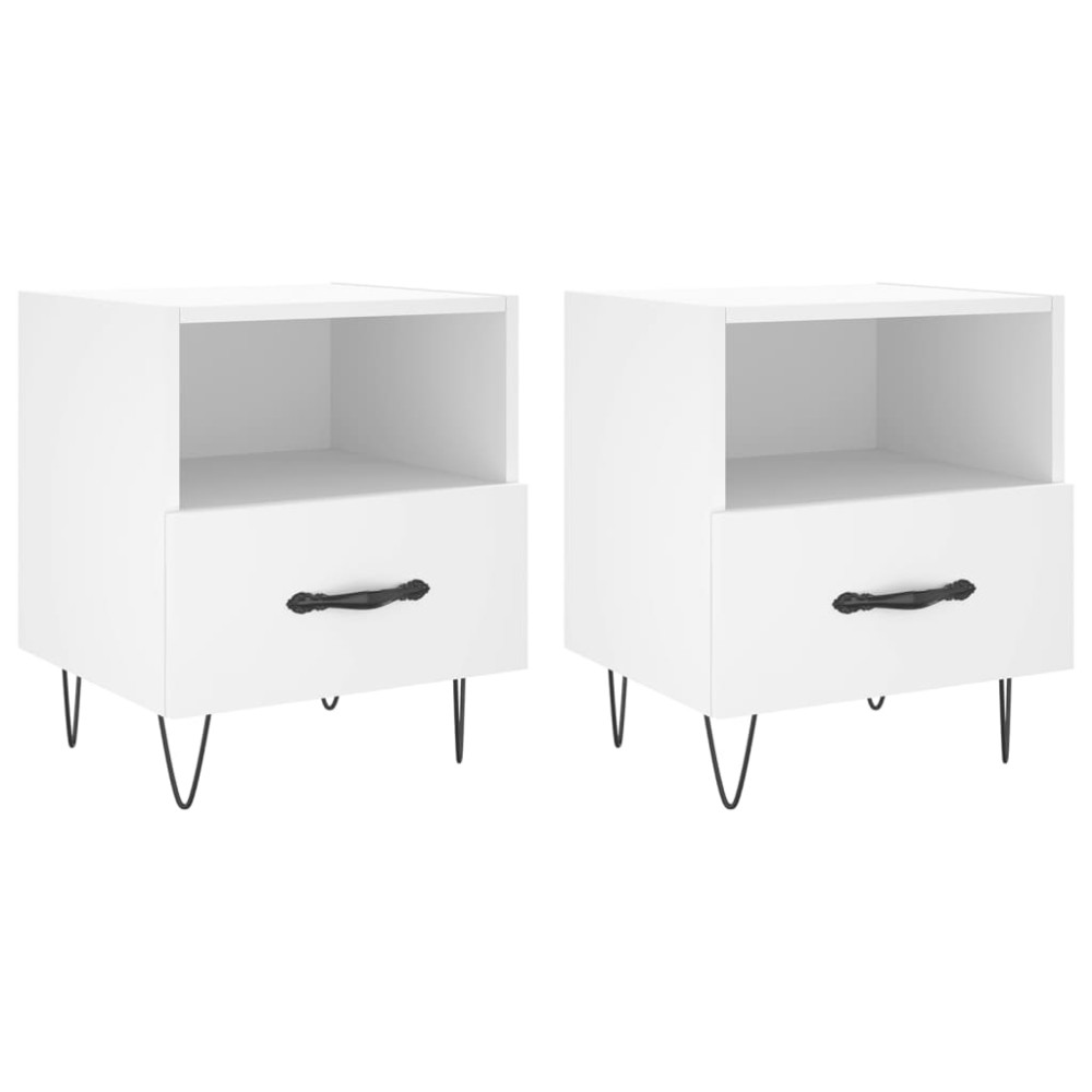 vidaXL Noptiere, 2 buc., alb, 40x35x47,5 cm, lemn compozit