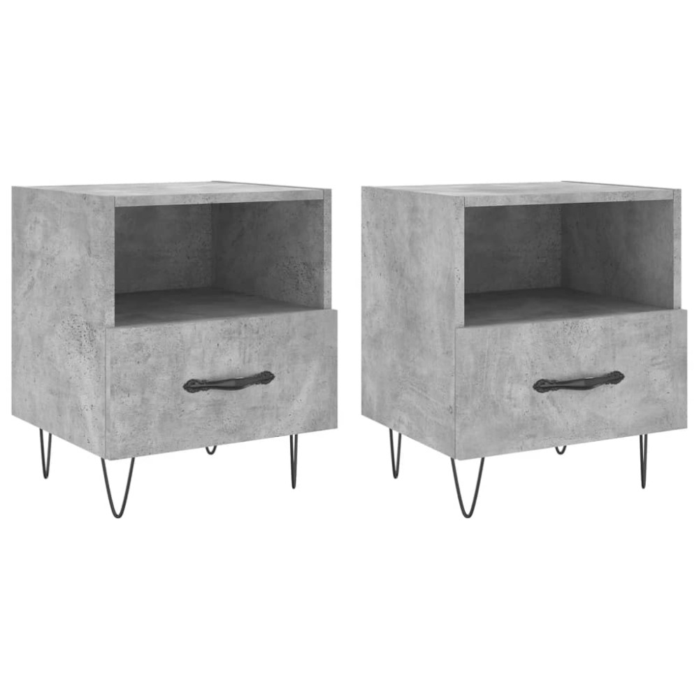 vidaXL Noptiere, 2 buc., gri beton, 40x35x47,5 cm, lemn compozit