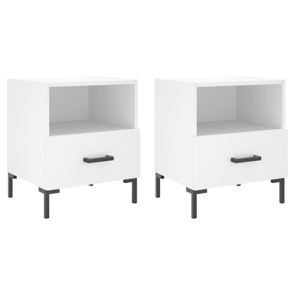vidaXL Noptiere, 2 buc., alb, 40x35x47,5 cm, lemn compozit