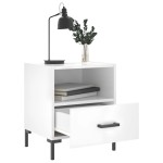vidaXL Noptiere, 2 buc., alb extralucios, 40x35x47,5 cm, lemn compozit vidaXL Noptiere, 2 buc., alb extralucios, 40x35x47,5 cm, lemn compozit