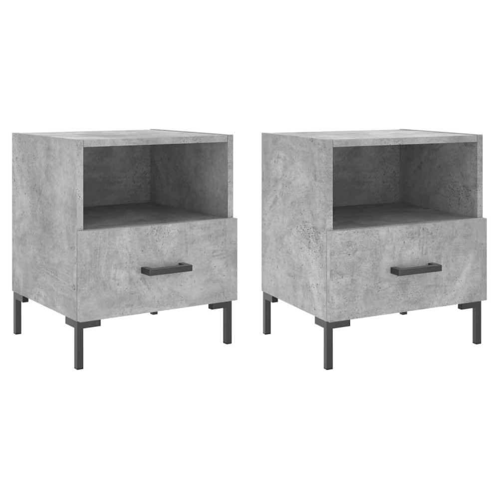 vidaXL Noptiere, 2 buc., gri beton, 40x35x47,5 cm, lemn compozit
