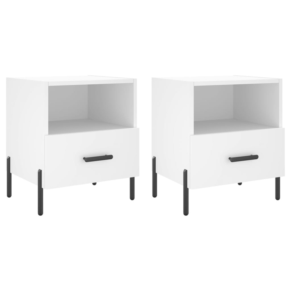 vidaXL Noptiere, 2 buc., alb, 40x35x47,5 cm, lemn compozit