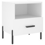 vidaXL Noptiere, 2 buc., alb, 40x35x47,5 cm, lemn compozit vidaXL Noptiere, 2 buc., alb, 40x35x47,5 cm, lemn compozit