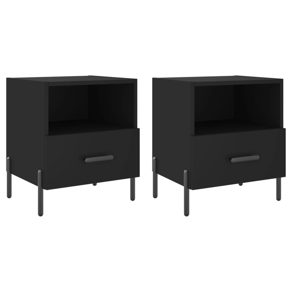 vidaXL Noptiere, 2 buc., negru, 40x35x47,5 cm, lemn compozit