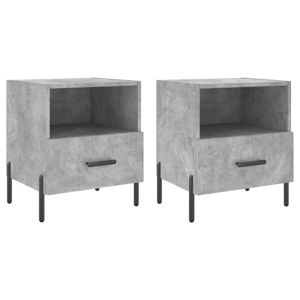 vidaXL Noptiere, 2 buc., gri beton, 40x35x47,5 cm, lemn compozit