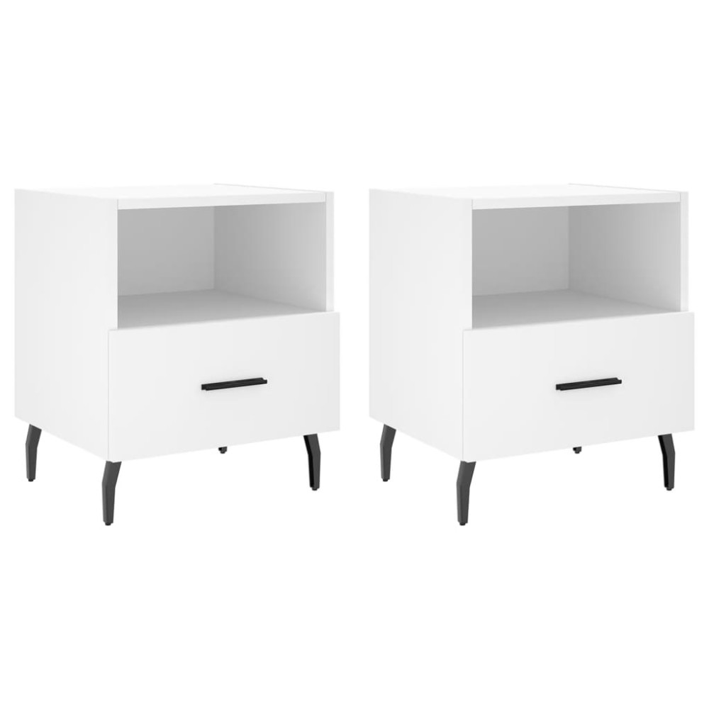 vidaXL Noptiere, 2 buc., alb, 40x35x47,5 cm, lemn compozit
