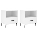 vidaXL Noptiere, 2 buc., alb, 40x35x47,5 cm, lemn compozit