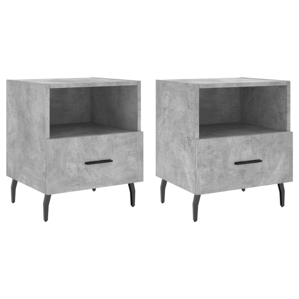 vidaXL Noptiere, 2 buc., gri beton, 40x35x47,5 cm, lemn compozit