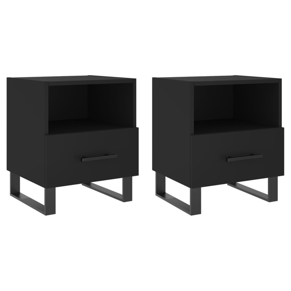 vidaXL Noptiere, 2 buc., negru, 40x35x47,5 cm, lemn compozit
