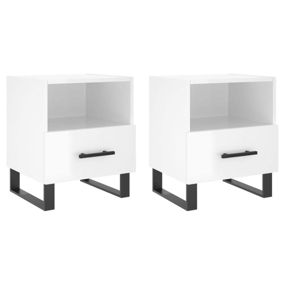 vidaXL Noptiere, 2 buc., alb extralucios, 40x35x47,5 cm, lemn compozit