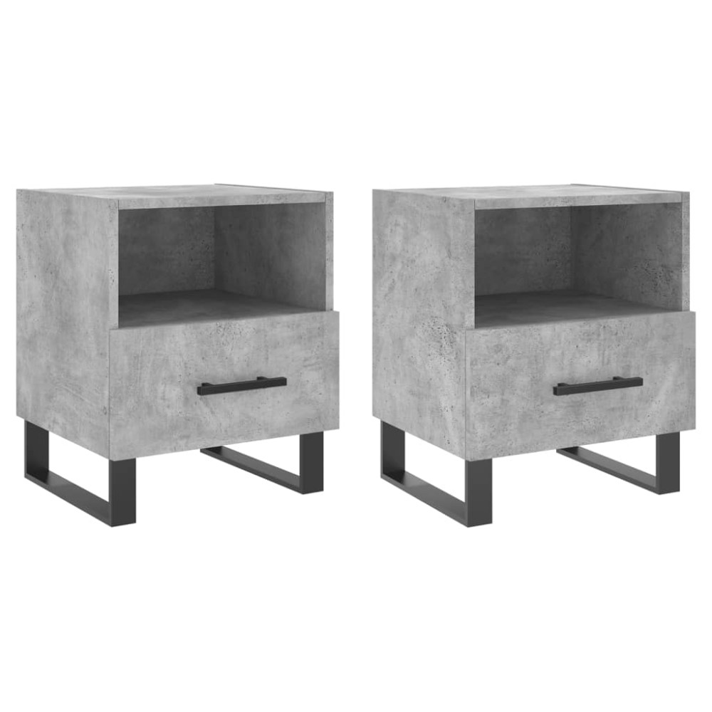 vidaXL Noptiere, 2 buc., gri beton, 40x35x47,5 cm, lemn compozit